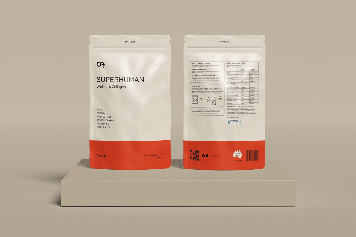 Superhuman Wellness Collagen Blend - 500g Pouch + 5 Single Shot Travel Pouches (Monthly Subscription)
